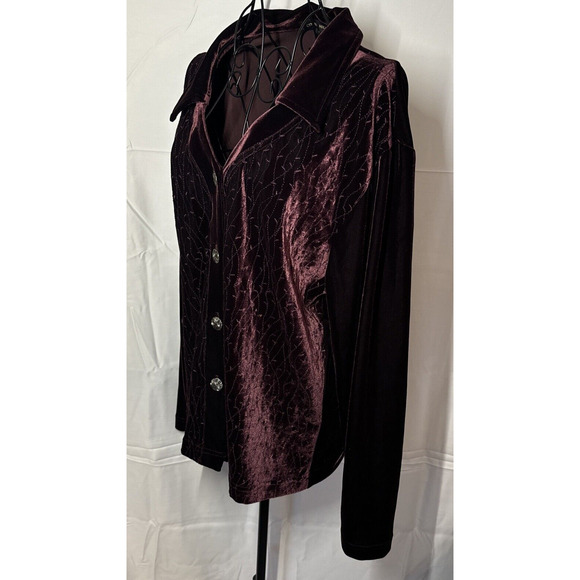Cynthia Max Women’s Velour Button Front Jacket Blazer Purple Large Made In USA - Picture 6 of 11